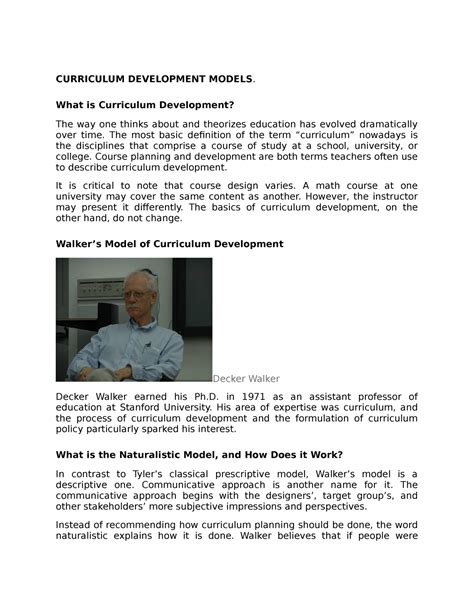 Image result for Walker Model Model Curriculum Developmnt