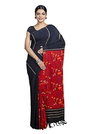 Buy tant ghar Women's Cotton Khesh Printed Gurjarii Saree with Blouse ...