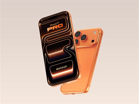 Floating Orange iPhone 17 Pro Mockup | Free PSD Templates