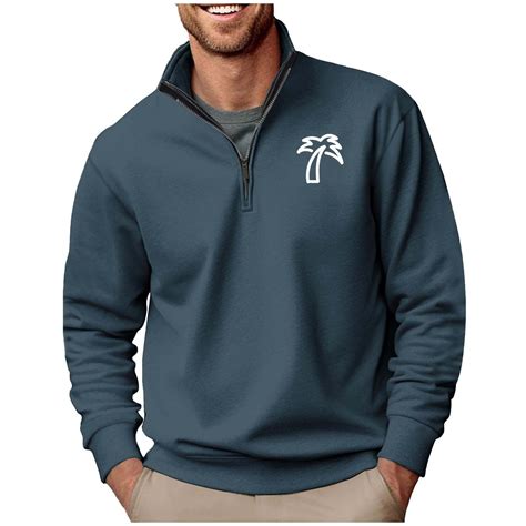 EchfiProm Sport Sweatshirts for Men Half Zip Pullover Zip Mock Neck ...