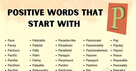Positive Words that Start with P in English - English Study Online