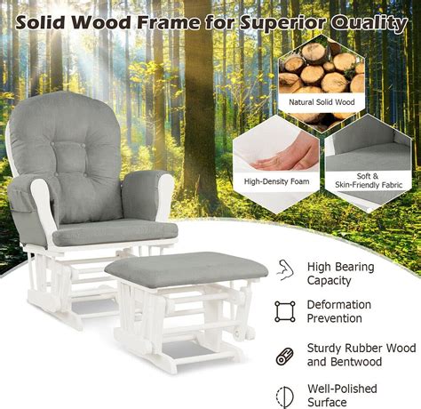 Caraya Modern Style Rocking Glider Wood Chair with Ottoman India | Ubuy