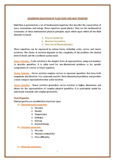 Governing Equations of Fluid Flow Assignment - GOVERNING EQUATIONS OF ...