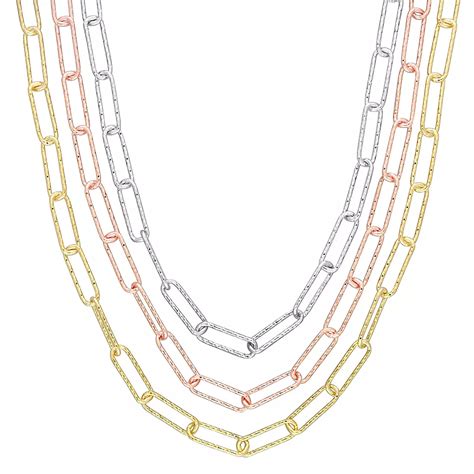 Stella Grace Tri-Tone 18k Gold Over Silver Multistrand Oval Link Chain ...