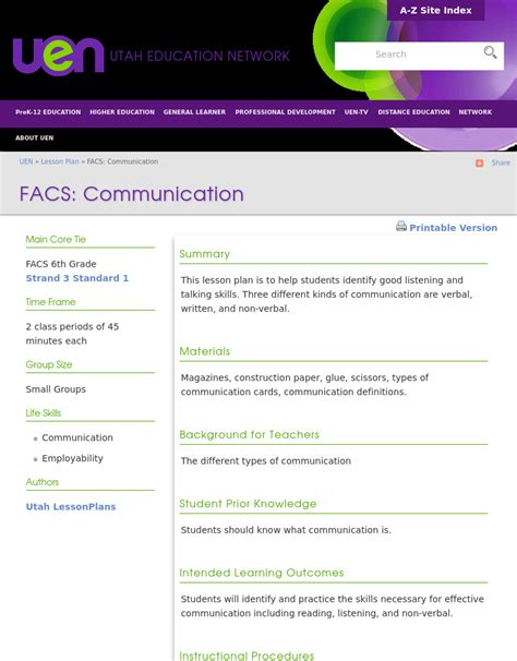 Image result for Communication Lesson Plan