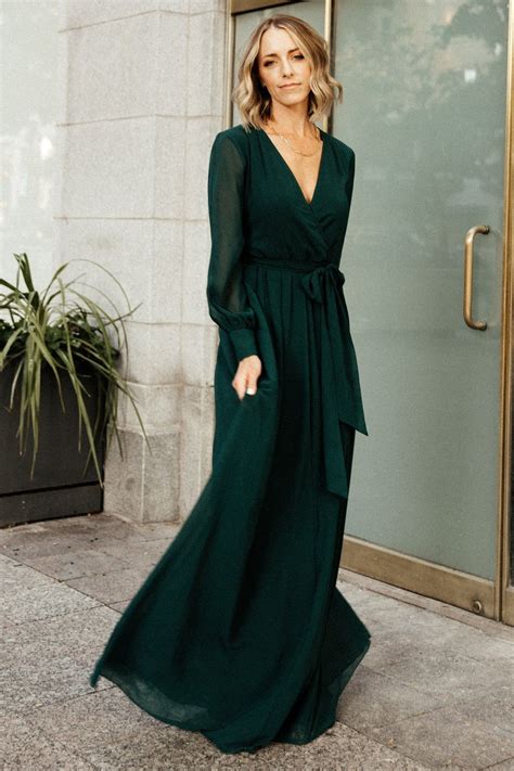Lydia Maxi Dress | Hunter Green | Long sleeve bridesmaid dress, Long ...