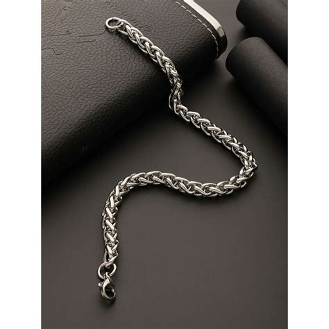 Buy Aatmana Men Silver-Toned Rhodium-Plated Link Bracelet Online