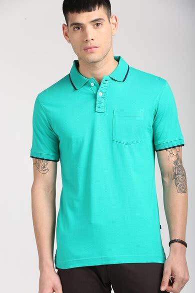 Buy Men Green Solid Polo Neck Collar T-shirt Online - 310862 | Peter ...