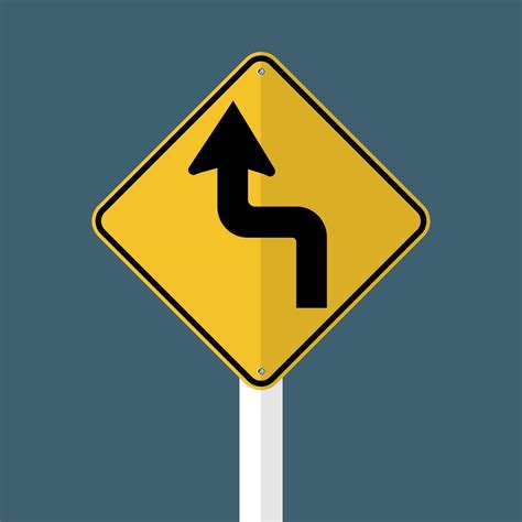 Curves ahead Left Traffic Road Sign 2426560 Vector Art at Vecteezy