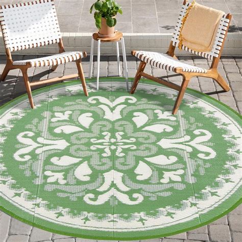 Round Outdoor Rugs for Patios, Yamaziot 6' Waterproof Outdoor Patio Mat ...