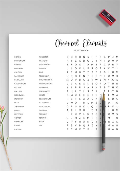 Download Printable Chemical Elements Word Search in PDF