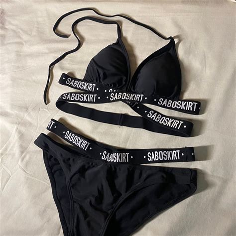 hot black two-piece swimsuit on Carousell