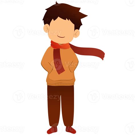 Cute Little Boy Wearing Sweater and Shawl Illustration 31797045 PNG