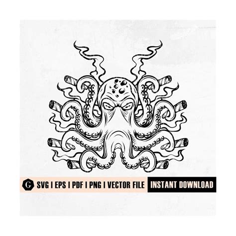 Smoking Kraken SVG | Tentacles SVG | Pirate Ship Svg | Ocean | Inspire ...