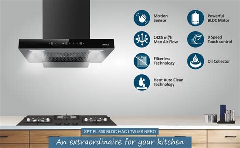 Elica 60cm 1425 m3/hr Filterless Autoclean Kitchen Chimney T-Shape with ...
