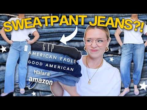 i tried on viral "sweatpant jeans" from 5 different brands (so you don't have to) 👖