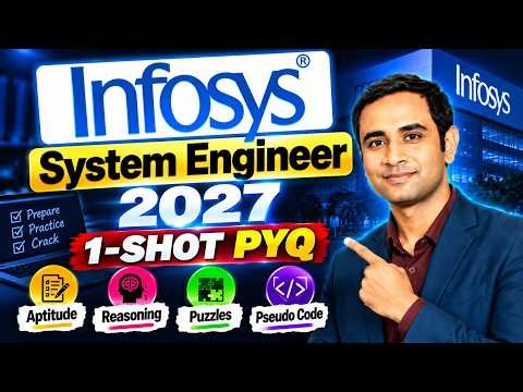 Infosys system Engineer 2027 | 1-SHOT PYQ Aptitude, Reasoning, Puzzles, Pseudo Code