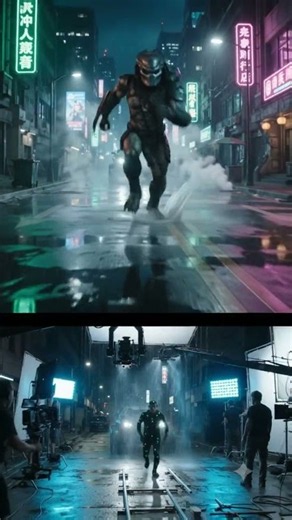 How Hollywood created a futuristic alien chase in the rain. 👽🌧️🎬 #alienfx #aliensmovie