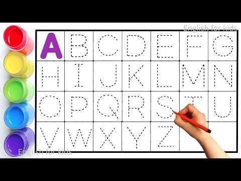 Alphabet, ABC song, ABCD, A to Z, Kids rhymes, collection for writing along dotted lines for toddler