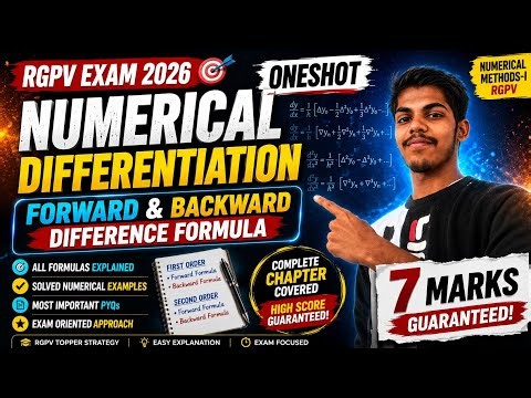 Numerical Differentiation One Shot | Forward & Backward PYQs | RGPV Exam Maths 3