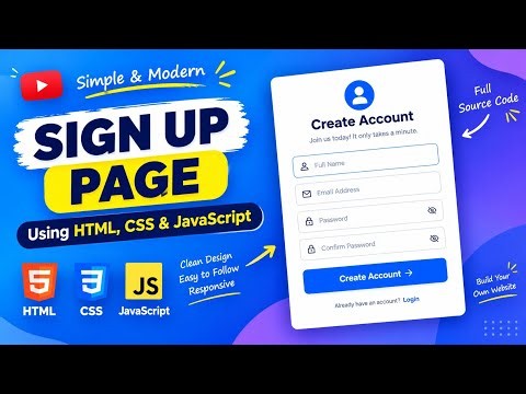 🔥 Create a Modern Sign Up Page Using HTML, CSS & JavaScript | Beginner Project