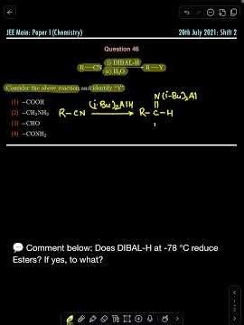 JEE Main PYQ | What does DIBAL-H do to Nitriles? 🧪 Amine, Amide, Acid, or Aldehyde? 🤔