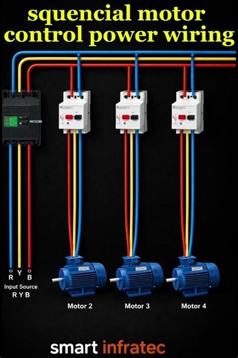 Three-Phase Motor Distribution System with MCCB and Individual Motor Protection