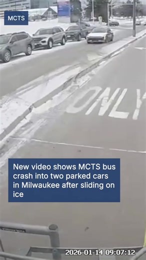 New video released Friday shows the moments a Milwaukee County Transit System bus slid on ice and crashed into two unoccupied parked cars earlier this month. Read more at the link in our bio.
