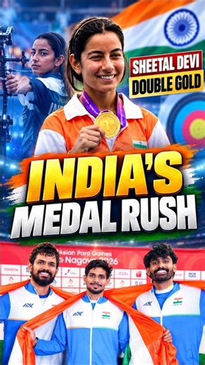INDIA’S MEDAL RUSH! 🇮🇳🔥 SHEETAL DEVI WINS DOUBLE GOLD! 🥇🥇 | Asian Para Games 2026 #Shorts