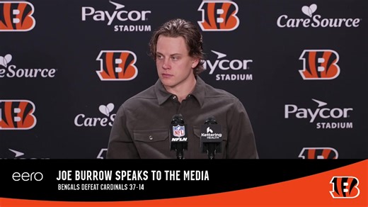 Joe Burrow speaks to the media following the Bengals’ Week 17 win over the Arizona Cardinals. Presented by eero | Cincinnati Bengals