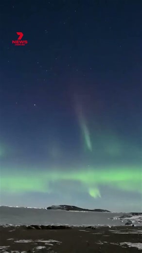 Spectacular aurora australis seen over David Station research base in Antarctica