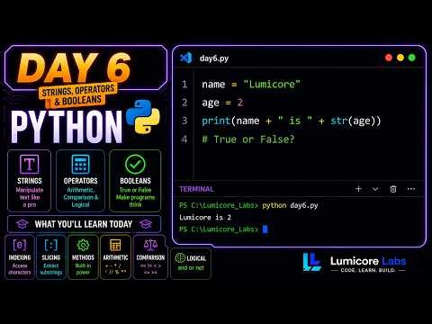 Python Strings, Operators & Booleans Explained (Lumicore Labs - Day 6)