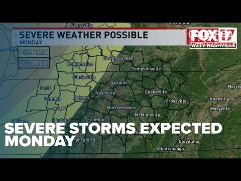 Severe weather possible Monday night across Middle Tennessee