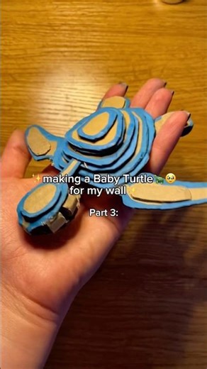 🐢🥹 Making a BABY TURTLE for my wall 🐢 DIY Cardboard Craft Tutorial #diy #cardboard #turtle