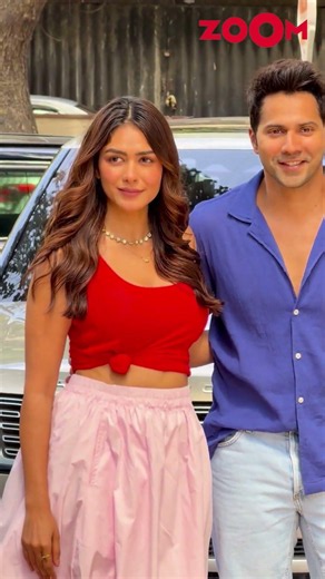 Varun Dhawan POSES with Mrunal Thakur and Pooja Hegde #shorts #varundhawan #poojahegde #mrunalthakur