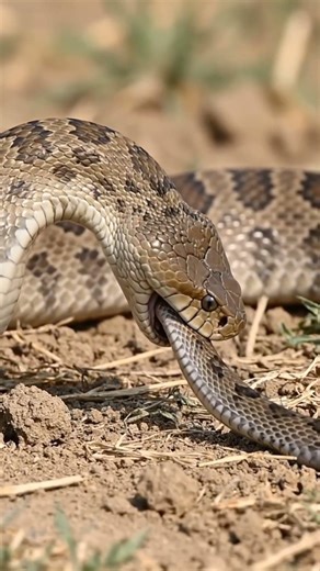 Snake vs Snake🐍 Witness a Snake Eating a Snake! 😲 #Wildlife #snakeeater #wildhunting #ai