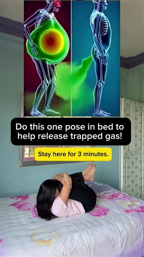 Easy Bed Yoga Pose for Bloating and Gas Relief