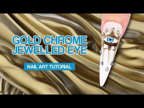 Gold Chrome Jewelled Eye 👁️💎 | Nail Art Tutorial