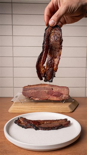 Andy Cooks on Instagram: "Beef bacon 🥓 Ingredients 2kg beef navel brisket (100%) 25g brown sugar (1.25%) 50g fine sea salt (2.5%) 1 tsp ground black pepper ½ tsp ground pimento ½ tsp ground nutmeg 1 tsp smoked paprika Method Step 1: Cure the beef Trim any excess fat from the brisket and place in a large tray. Combine the dry ingredients together in a bowl and mix well. Rub all over the beef on all sides until well coated. Transfer the beef to a vacuum sealer bag or ziplock bag and seal. Refrige