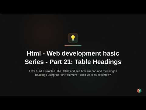 Html - Web development basic Series - Part 21: Table Headings