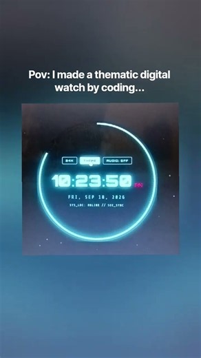 🔥 Futuristic Digital Clock UI ⏰✨ | Made With HTML, CSS & JavaScript #coding #shorts