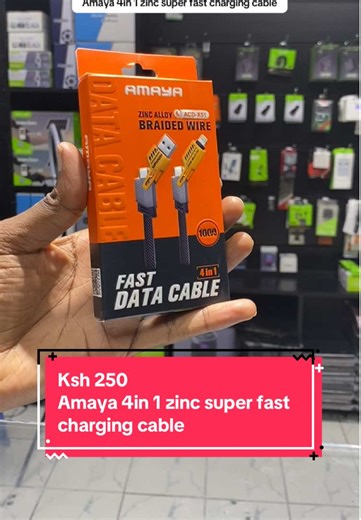 ⚡ One cable. All devices. 🔌 Amaya 4-in-1 Zinc Super Fast Charging Cable 💰 Ksh 250 🔄 Multiple connectors in one ⚡ Super fast charging 🛡️ Durable zinc build #CalusAccessorieKenya #under1k #GadgetsKE #superfastcharger
