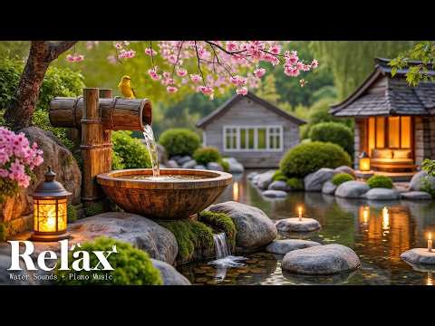 Relaxing Spa Piano + Bamboo Water Sounds 🌿 Relieves Stress, Deep Healing Music, Calm Your Mind