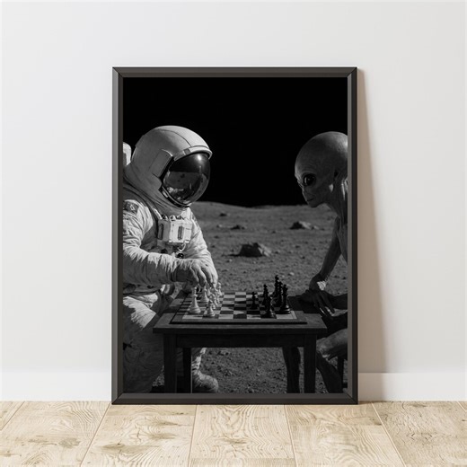 Alien Poster, Funny UFO Wall Art, Alien Print, Alien Wall Art, Black and White Surreal Decor, Sci Fi Humor Artwork - Etsy