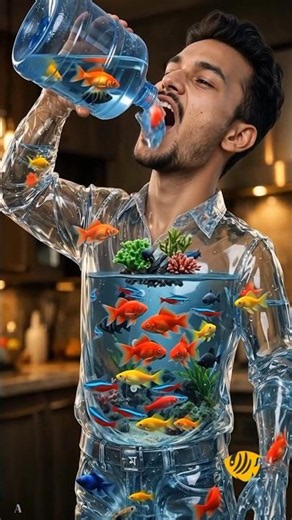 Oddly Satisfying 3D Aquarium Man 🐠 | Mind-Blowing Liquid Art VFX #ArtCarving #ViralArt #3DArt #mama