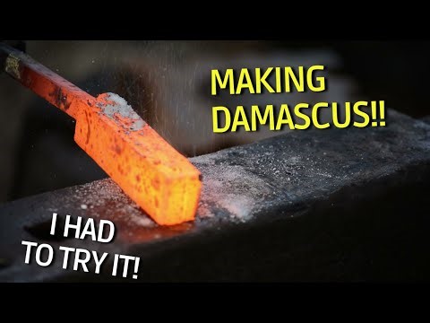Forging Damascus Steel Knife From Start to Finish - Full Blacksmith Build