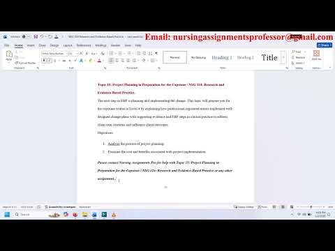 Topic 15: Project Planning in Preparation for the Capstone / Research and Evidence-Based Practic