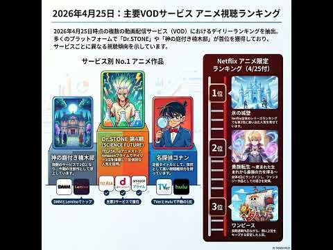 1日で圏外から1位を奪ったアニメの正体｜急浮上した話題作の強さを整理する：2026/4/25