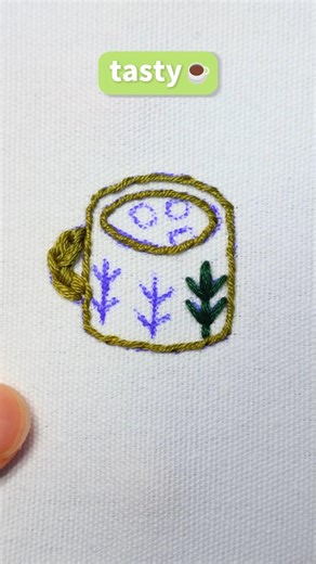 Easy botanical coffee mug embroidery design #handembroidery #diycrafts
