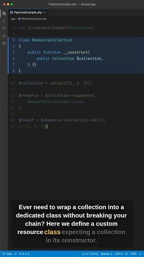 Wrap Collections with pipeInto in Laravel